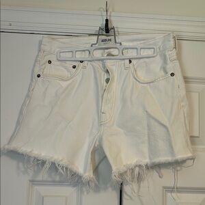 Agolde Women's White Jean Shorts Size 26 Button Front